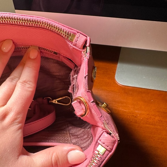 PRADA  Saffiano Lux Mini Galleria Double Zip Tote Begonia - Picture 15 of 16